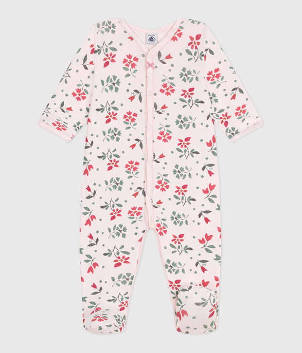 Strampler aus Baumwolle mit Bl&uuml;mchen rosa/vielfarbig