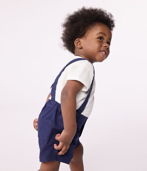 Kurze Baby-Latzhose aus Serge blau MEDIEVAL