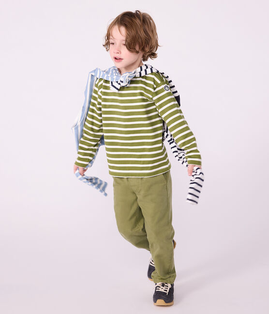 Kinder-Streifenshirt "Marinière" aus Baumwolle grün CEDAR/ MILK