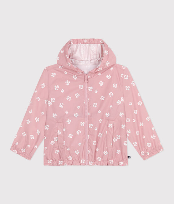 Kinder-Windjacke mit Blumenmuster rosa CHARME/weiss MARSHMALLOW