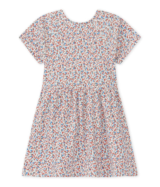 Bedrucktes Baby-Mädchen-Kleid weiss MARSHMALLOW/rot TERKUIT/ MULTICO
