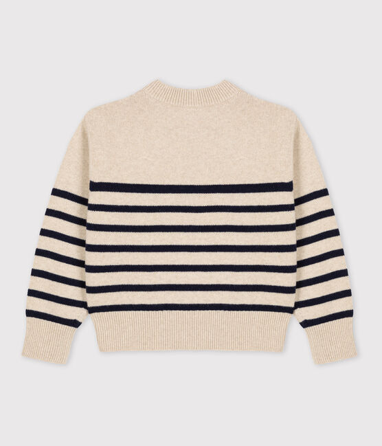 Damenpullover aus Wolle mit Marinestreifen weiss AVALANCHE/blau SMOKING