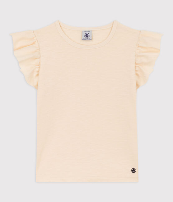 Kurzärmeliges Kinder-T-Shirt aus Baumwolle für Mädchen naturfarben AVALANCHE