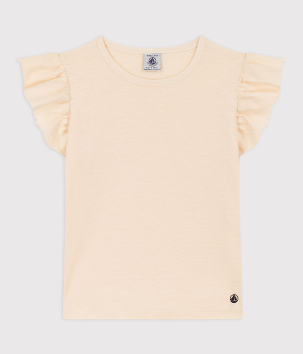 Kurz&auml;rmeliges Kinder-T-Shirt aus Baumwolle f&uuml;r M&auml;dchen naturfarben