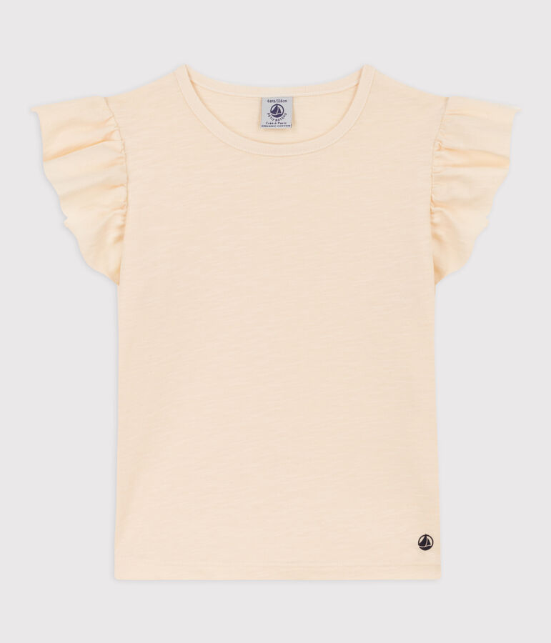 Kurz&auml;rmeliges Kinder-T-Shirt aus Baumwolle f&uuml;r M&auml;dchen naturfarben