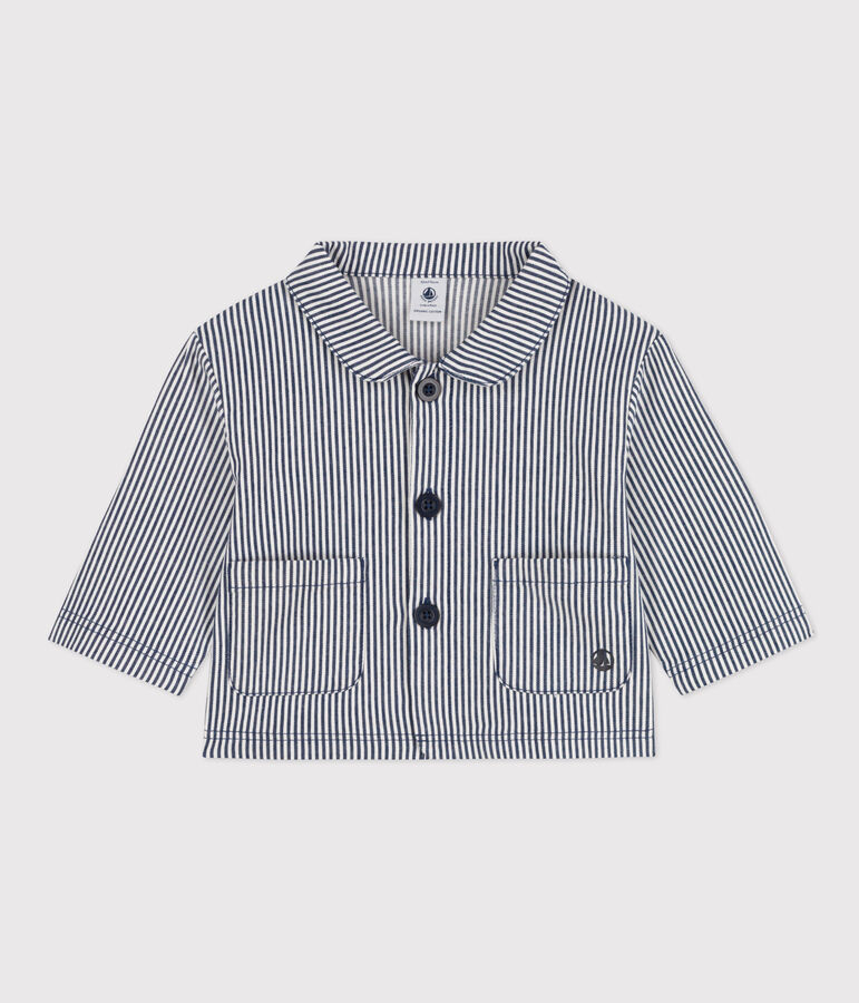 Baby-Kurzjacke aus gestreiftem Canvas blau/weiss