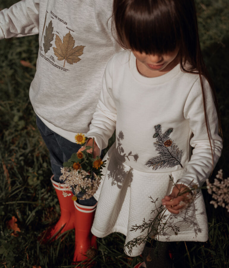 Baby-Kleid f&uuml;r M&auml;dchen Petit Bateau x Deyrolle weiss MARSHMALLOW