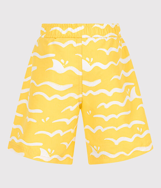Kinder-Badeshorts mit Muster gelb ORGE/weiss MARSHMALLOW