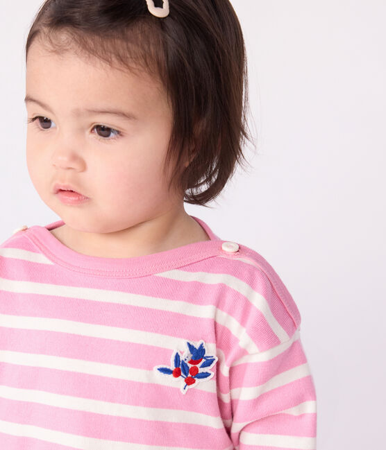 Baby-Streifenshirt aus Baumwolle rosa BOUDOIR/ MILK