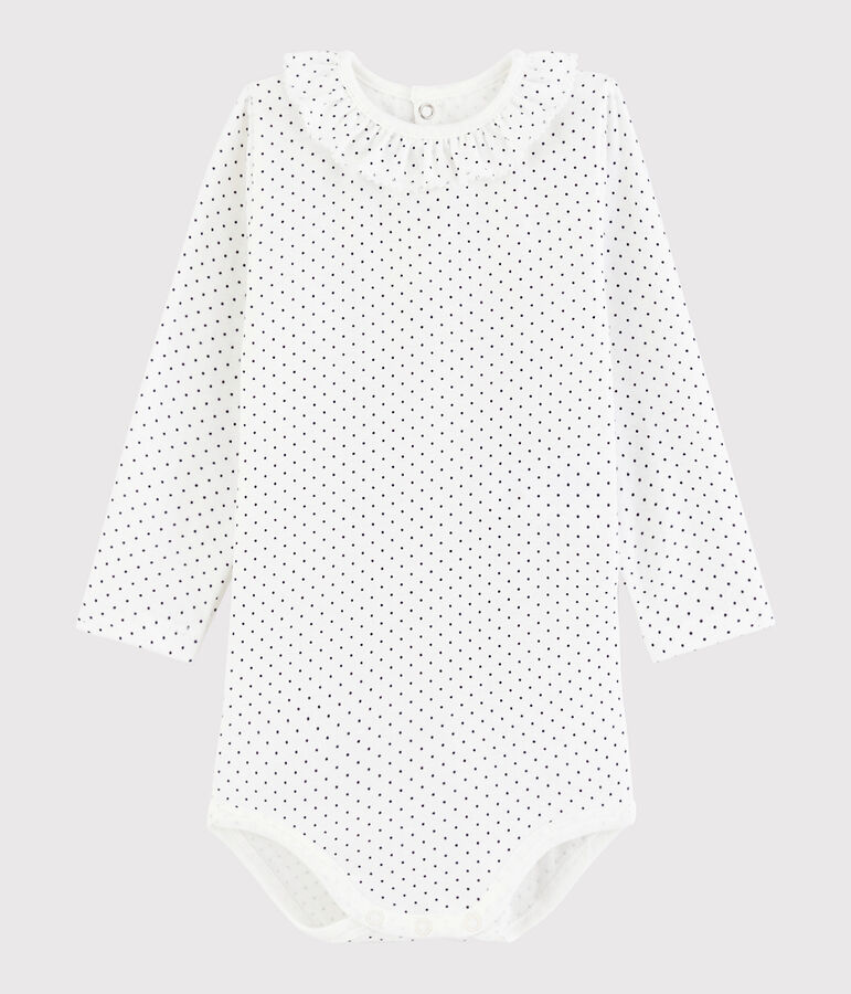 Lang&auml;rmliger Baby-Body f&uuml;r M&auml;dchen weiss/blau