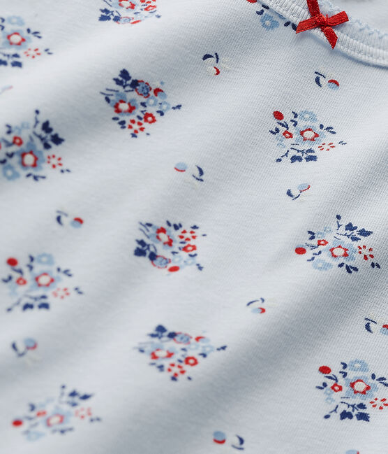 Bedrucktes Mädchen-T-Shirt aus Stretch-Jersey blau FRAICHEUR/weiss MULTICO