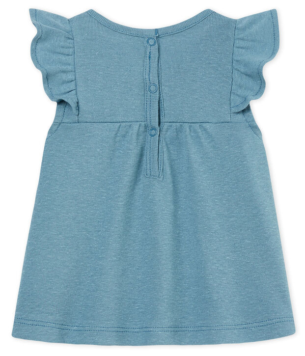 Kurz&auml;rmelige baby-bluse aus baumwolle/leinen m&auml;dchen blau