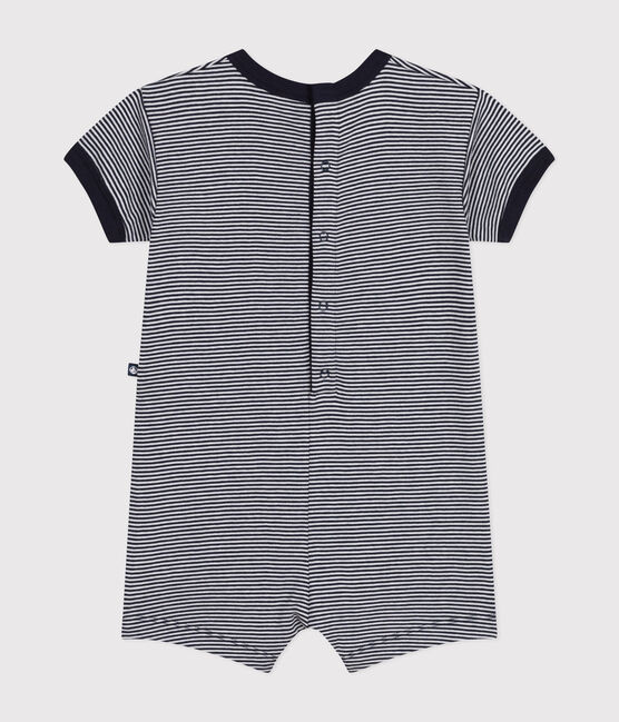 Kurzer Baby-Overall aus Jersey blau SMOKING/weiss MARSHMALLOW