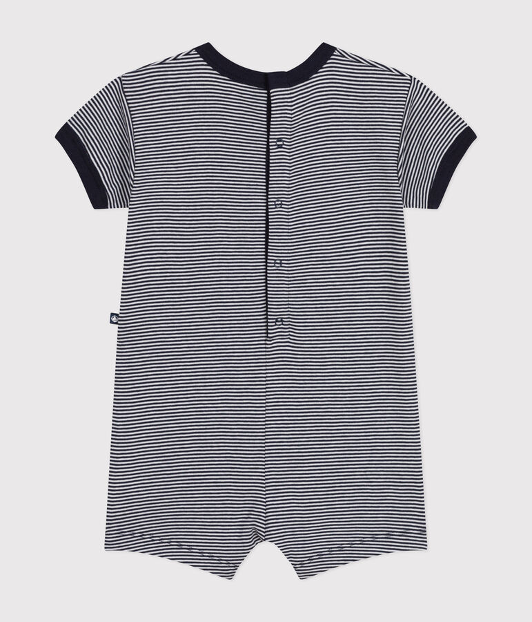 Kurzer Baby-Overall aus Jersey blau/weiss