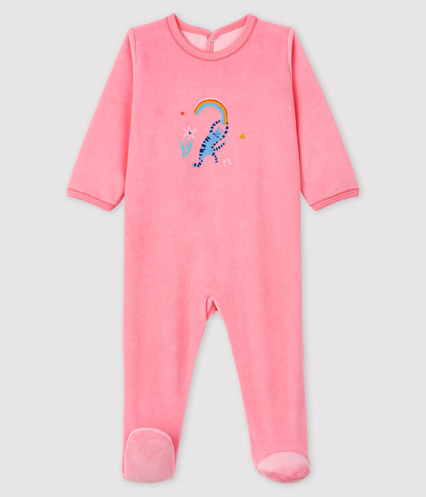 Rosafarbener Baby-Strampler aus Nicki f&uuml;r M&auml;dchen rosa