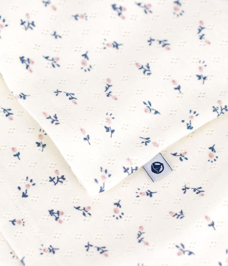 Kurzer Kinder-Pyjama aus Baumwolle mit Lochstickerei im Blumenmuster weiss/vielfarbig