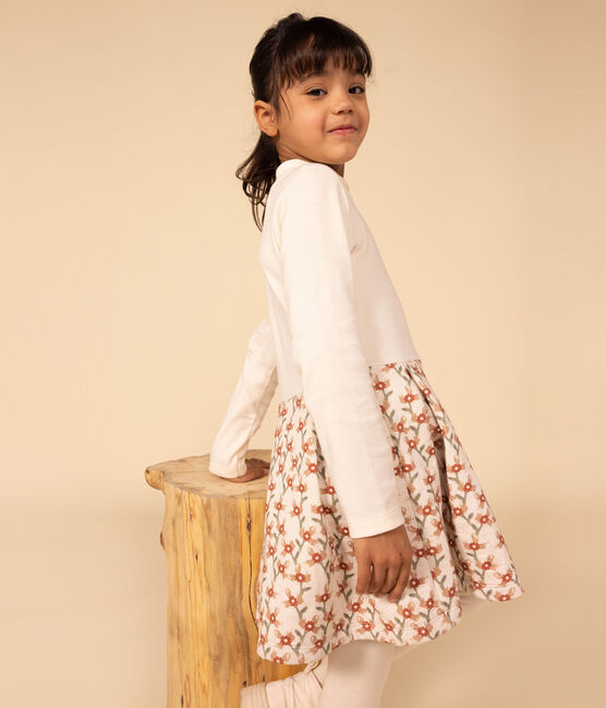 Langärmeliges Kinderkleid mit Printmotiv für Mädchen weiss AVALANCHE/ MULTICO