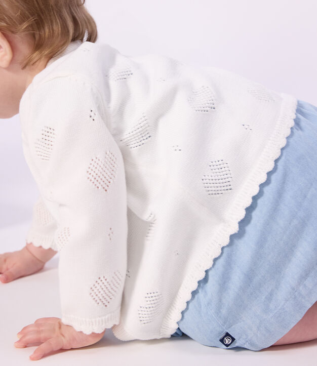 Baby-Cardigan aus Baumwolle mit Herzmotiv weiss