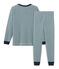 Rippstrick-Pyjama für kleine Jungen grün PINEDE/weiss MARSHMALLOW