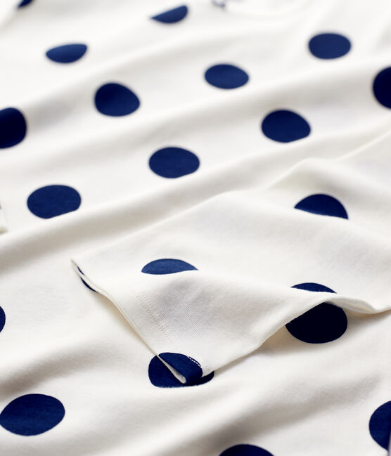 Nachthemd mit Punktmuster aus Bio-Baumwolle für Mädchen weiss MARSHMALLOW/blau MEDIEVAL