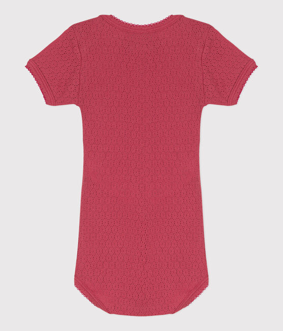 Kurzärmeliger Baby-Body aus Ajour-Strick rosa PAPI