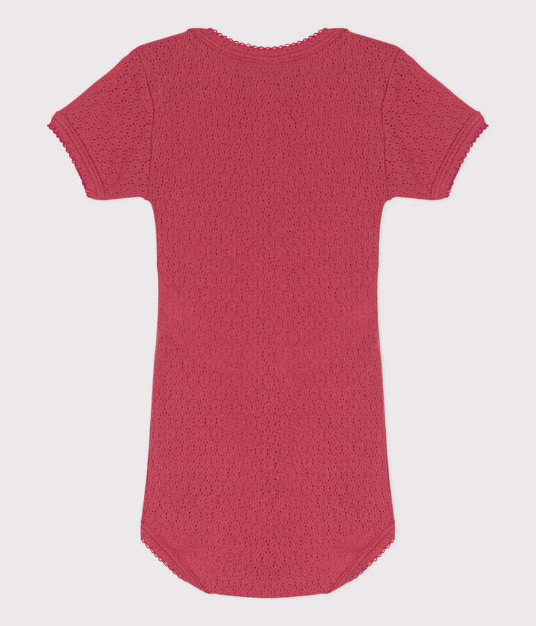 Kurz&auml;rmeliger Baby-Body aus Ajour-Strick rosa