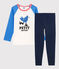 Kinderpyjama aus Bio-Baumwolle mit Kükenmotiv für Jungen blau BRASIER/weiss MULTICO