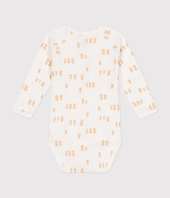 Langärmeliger Wickelbody aus Baumwolle MARSHMALLOW/ BEIGE