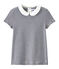 Gestreiftes Mädchen-T-Shirt blau SMOKING/weiss LAIT