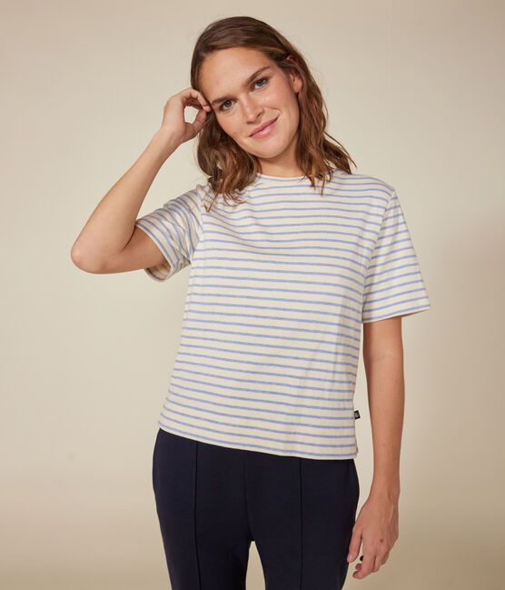 Damen-T-Shirt "Le Boxy" aus Doppejersey weiss AVALANCHE/ SKY CHINE