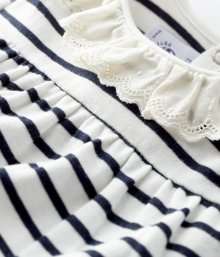 Lang&auml;rmelige Baby-Bluse f&uuml;r M&auml;dchen weiss/blau