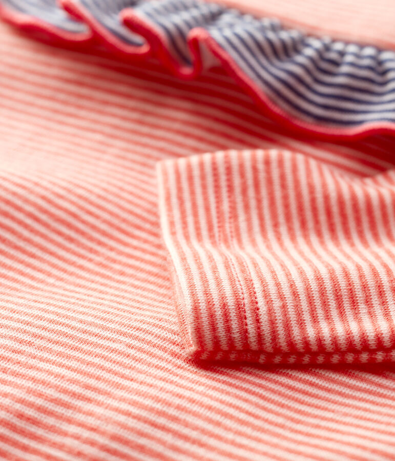 Baby-Bluse aus Wolle und Baumwolle orange OURSIN/weiss MARSHMALLOW