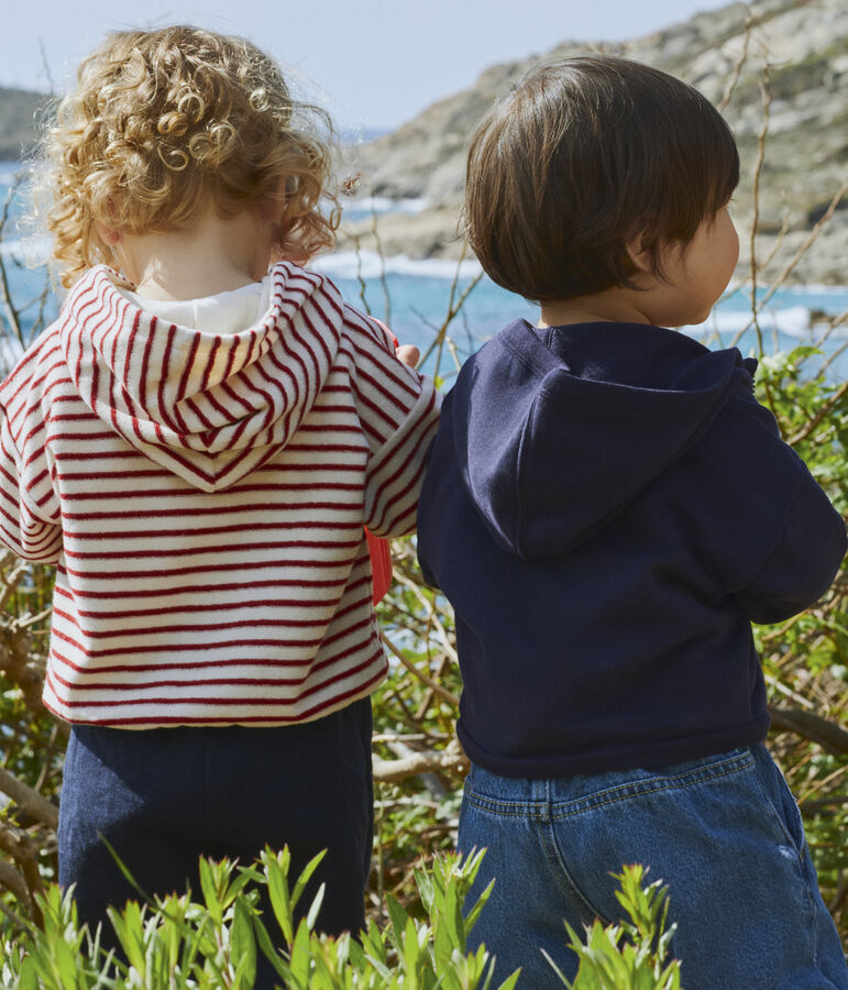 Baby-Kapuzensweatshirt aus Frottee naturfarben/rot