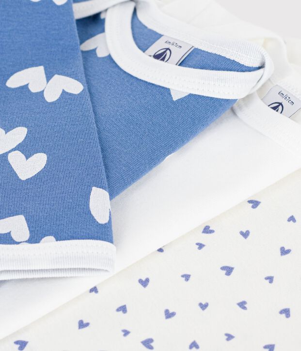 Set lang&auml;rmeliger Baby-Bodys aus Baumwolle mit Herzmotiv vielfarbig
