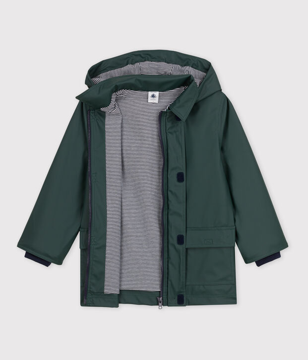 KLASSISCHE KINDER-REGENJACKE AUS RECYCELTEM MATERIAL gr&uuml;n