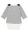 Gestreifter baby-t-shirt-body jungen weiss MARSHMALLOW/blau SMOKING