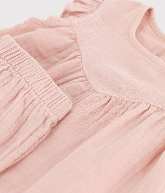 Baby-Set auf einfarbigem Musselinstoff rosa SALINE