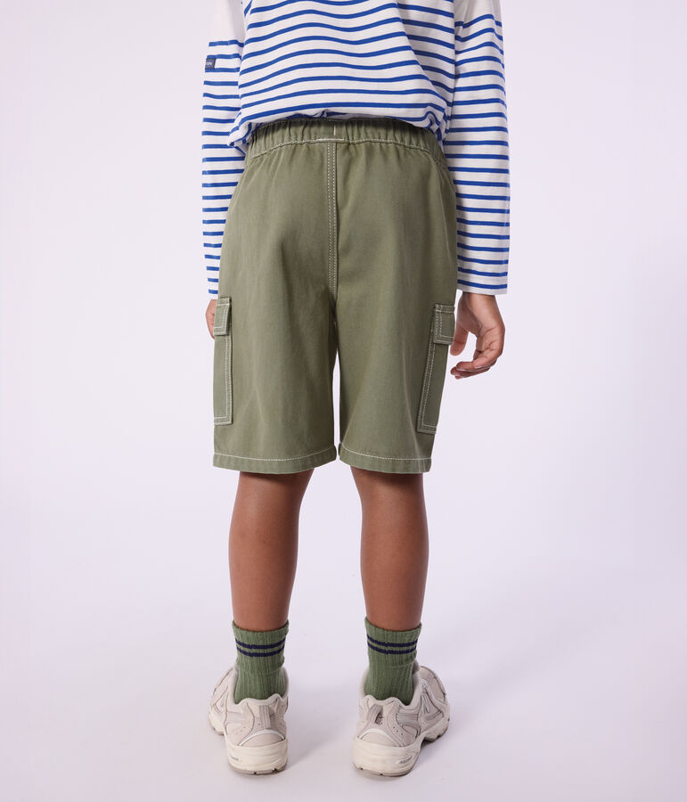 Kinder Cargo-Bermudashorts aus Baumwolle gr&uuml;n OLIVINE