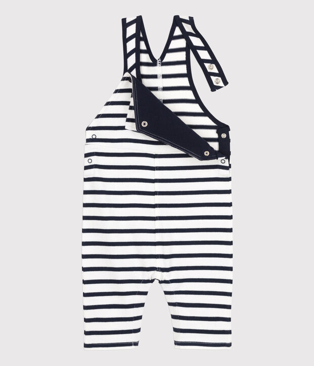 Gestreiftes Baby-Latzhose aus dichtem Jersey in Marinestreifen weiss/blau