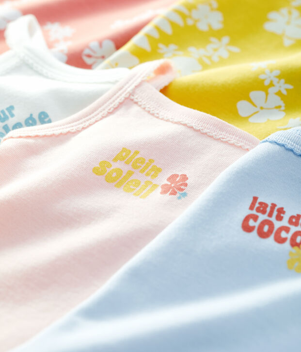5er-Set &auml;rmellose Baby-Bodys aus Baumwolle mit Hawaiimuster vielfarbig