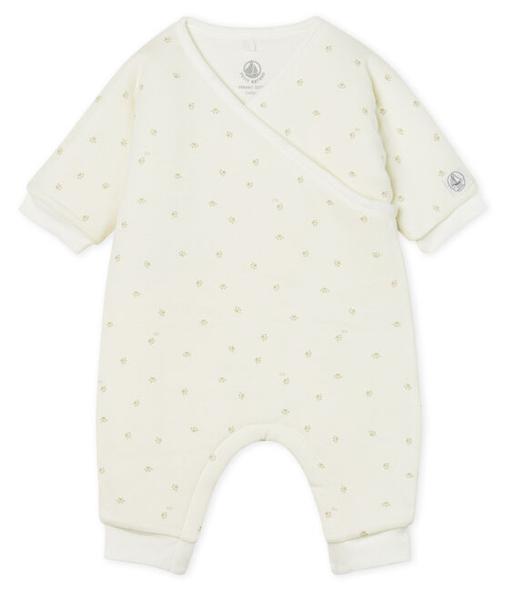 Langer Baby-Overall aus wattiertem Rippstrick weiss MARSHMALLOW/grau SOURICEAU CN