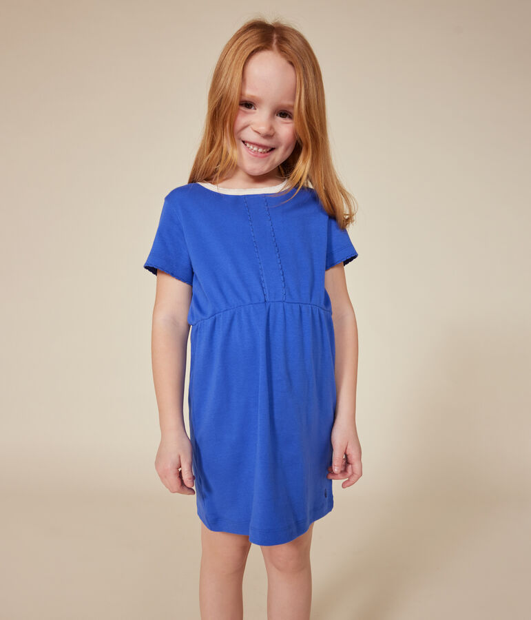 Kurz&auml;rmeliges Kinder-Kleid aus Baumwolle f&uuml;r M&auml;dchen blau CALVIN