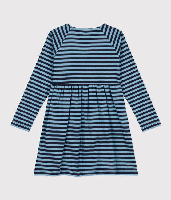 Langärmeliges Kleid mit Streifenmotiv für Mädchen SMOKING/ AZUL