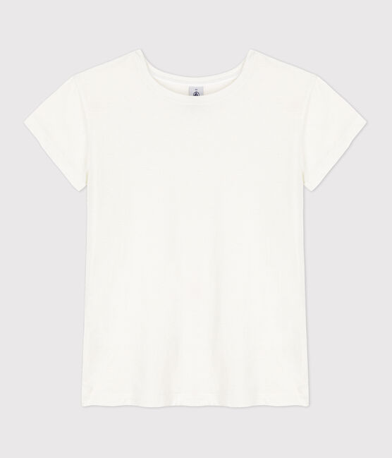 Damen-T-Shirt L’IDEAL aus Baumwolle/Leinen weiss ECUME