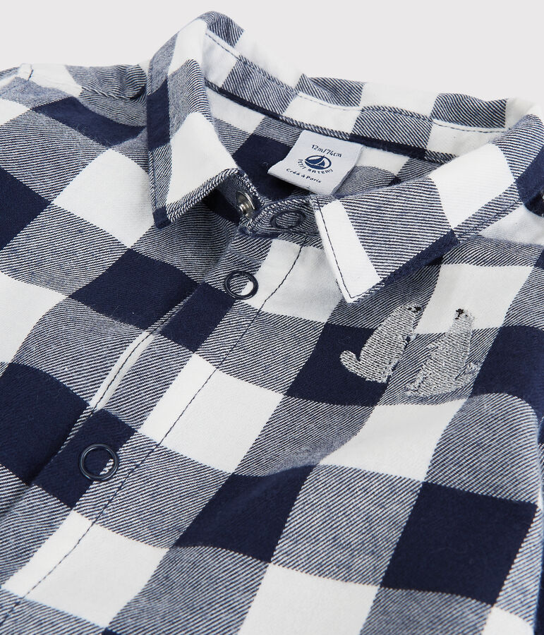 Baby-Hemd aus Baumwolle. blau/weiss