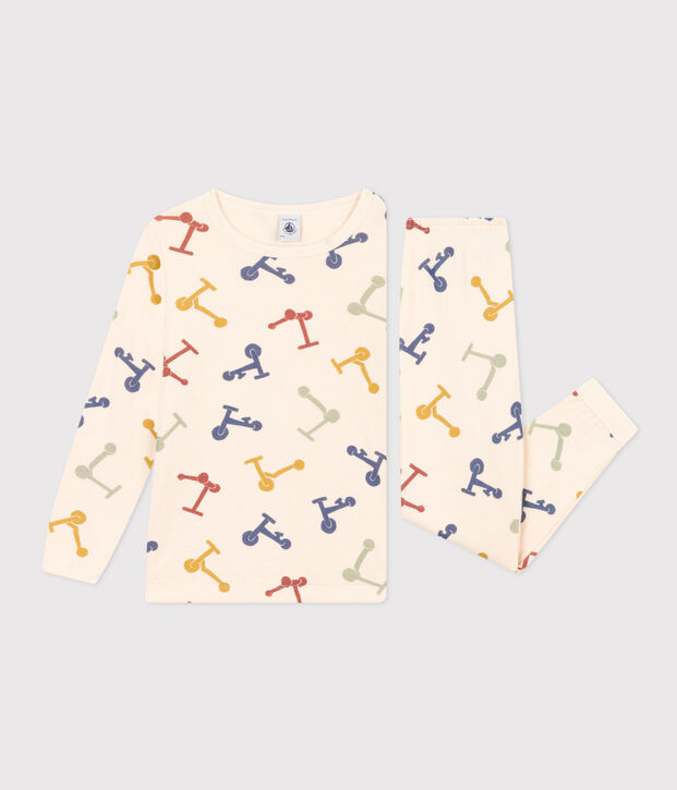 Kinderpyjama aus Baumwolle mit Printmotiv naturfarben/vielfarbig