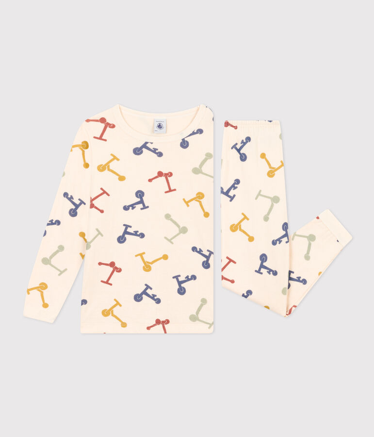 Kinderpyjama aus Baumwolle mit Printmotiv naturfarben/vielfarbig
