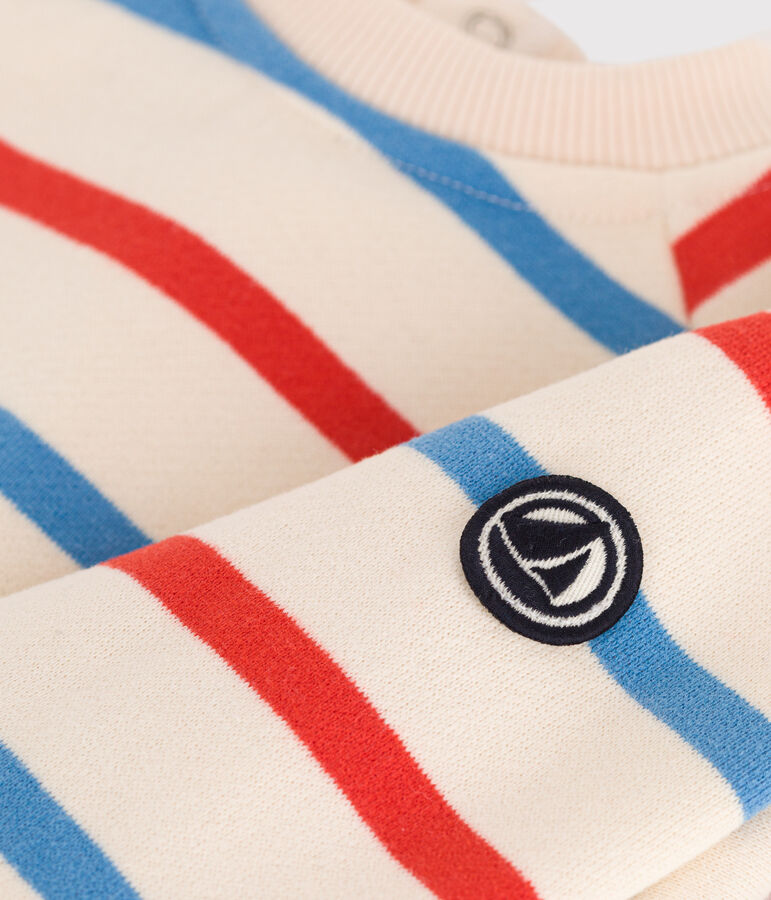 Baby-Sweatshirt aus Baumwolle mit zweifarbigen Matrosenstreifen naturfarben/vielfarbig