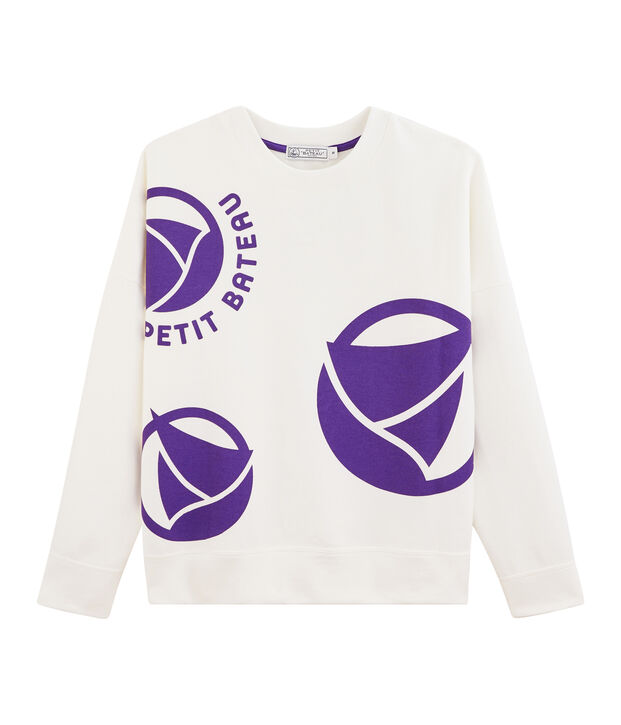 Logo-Sweatshirt Damen weiss/violett