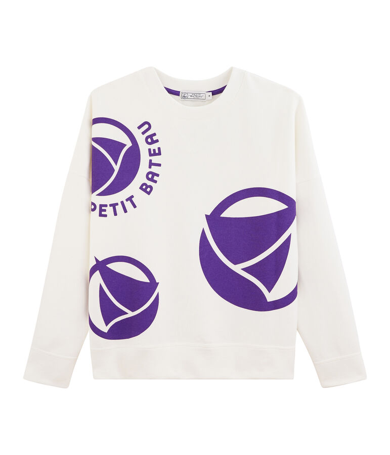 Logo-Sweatshirt Damen weiss/violett